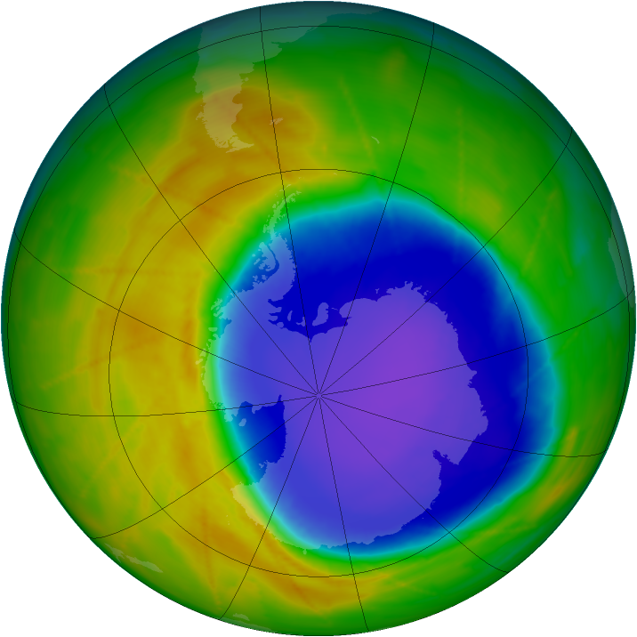 Antarctic ozone map for 23 October 2009
